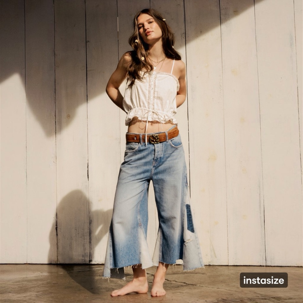 We The Free Ripple Wide Leg Crop Jeans Size 24 - Picture 2 of 13